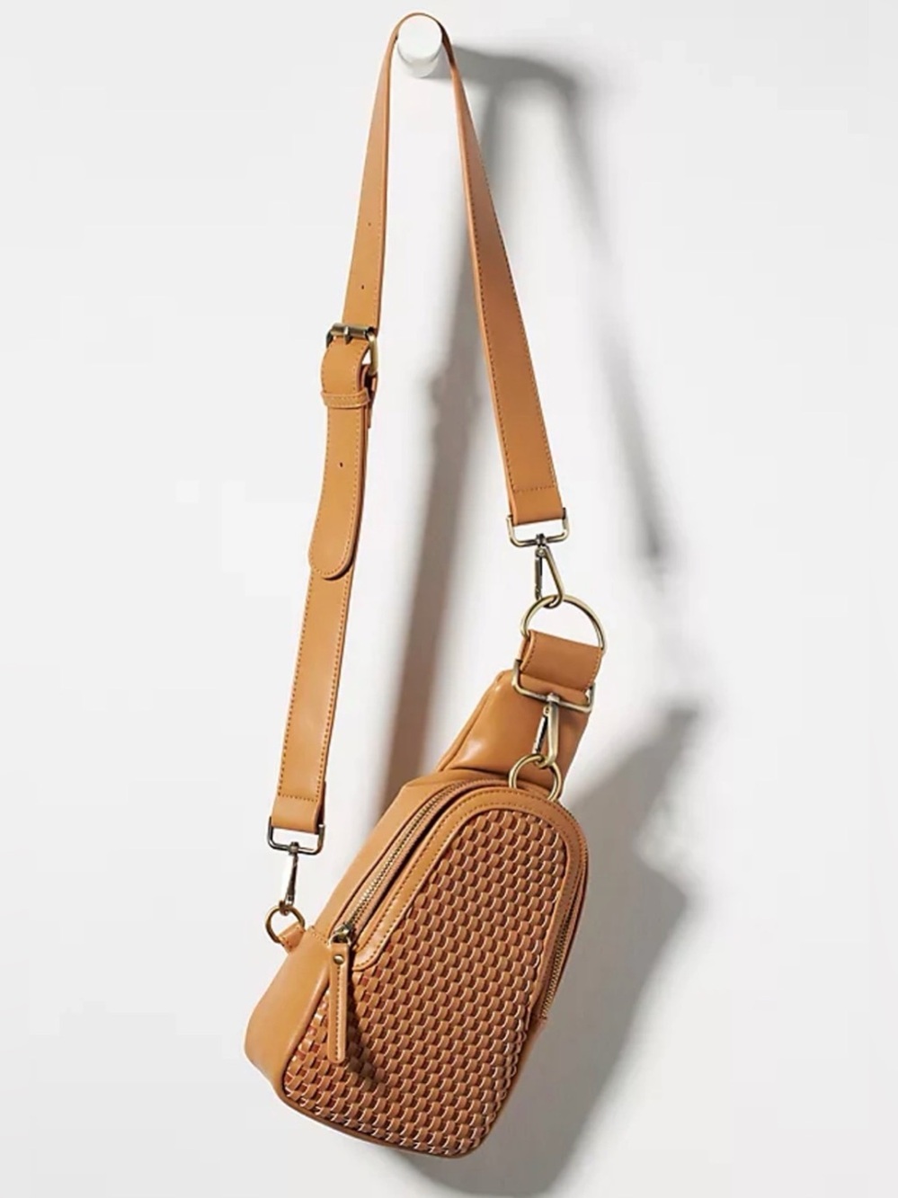 Urban Originals x Anthropologie Women's Sling Bag Small Tan Woven Vegan Leather
